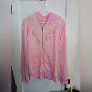EUC Cedar Rose Women's Plus Size Pink Rhinestone Hoodie XXL
